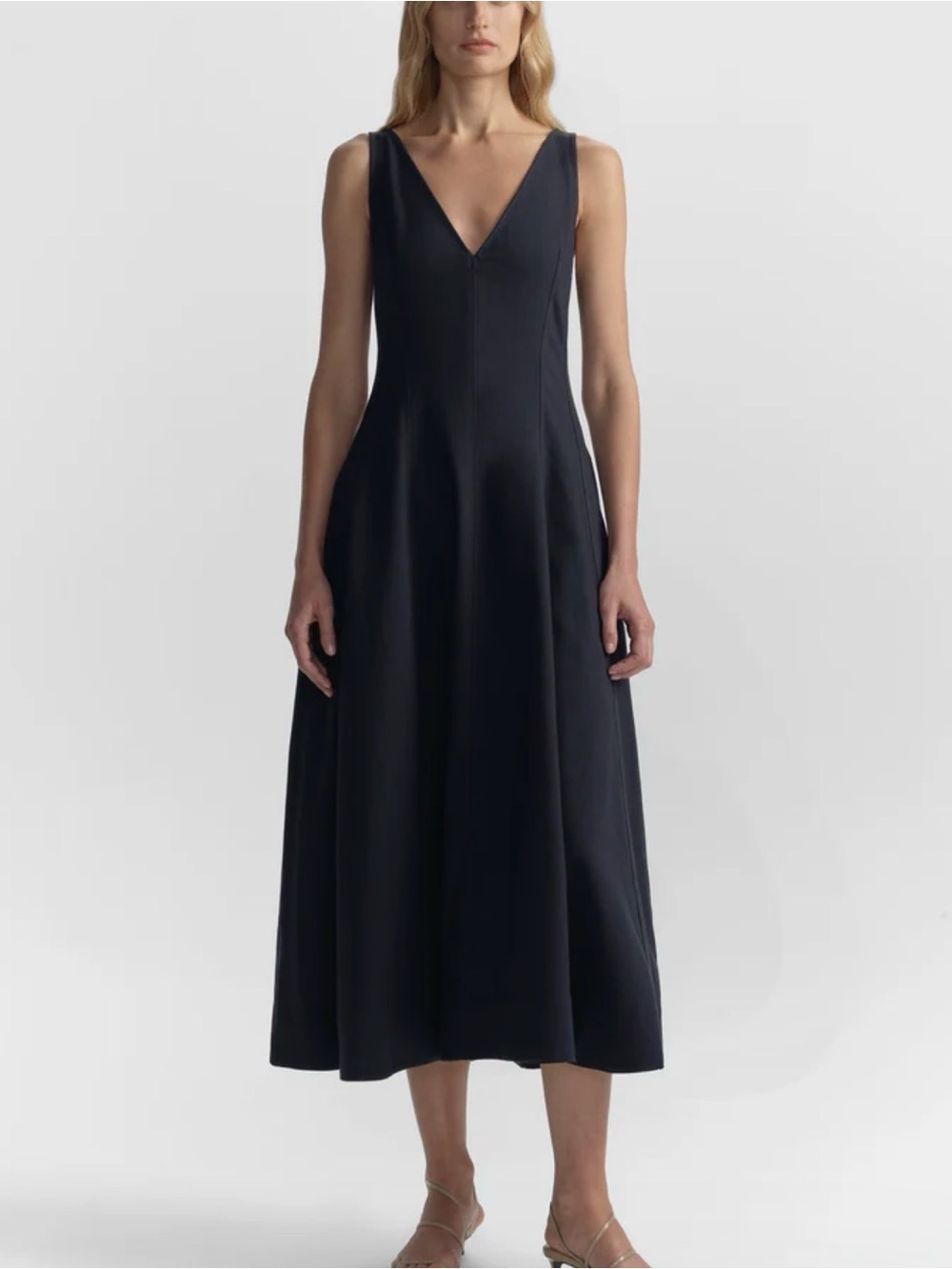 Veronica Beard Clara Stretch Cotton Midi Dress Night Blue